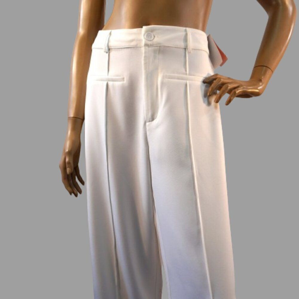 Cider Pants Womens Sz XL White Wide Leg Straight Stretch Dress Pants - Picture 2 of 11